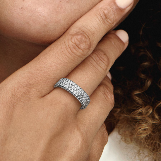 Pandora Timeless driedubbele rij pavé ring maat 19 - 58266