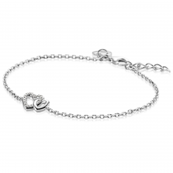 ZINZI zilveren armband met verbonden hartjes, witte zirkonia's 17-19cm  ZIA2493 - 58286