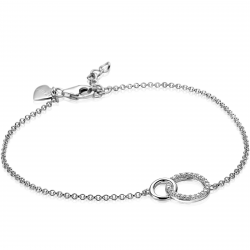 ZINZI zilveren armband 2 open rondjes verbonden wit ZIA1782 - 58288