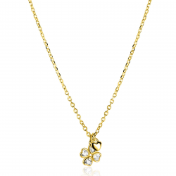 ZINZI goldplated zilveren ketting 45cm met klavertje vier en hartje hanger ZIC2783Y - 58293