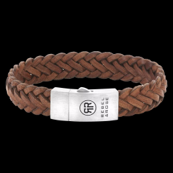Rebel & Rose Braided Raw Matt Cognac Armband RR-L0158-S-M - 58349