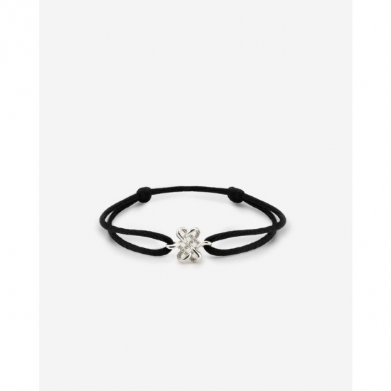 Buddha to Buddha koord armband endless knot silver black 185BL-M - 58356