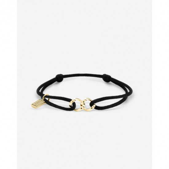 Buddha to Buddha koord armband Chain xs verguld zwart - 58357