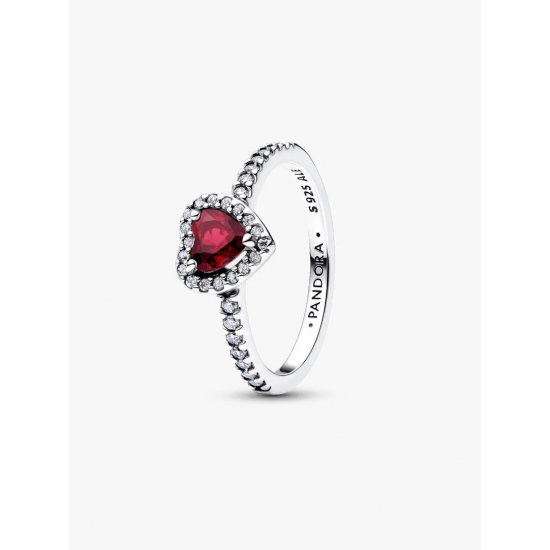 Pandora Verhoogde Fuchsia Roos Hart Ring maat 17.25 198421C13 - 58532
