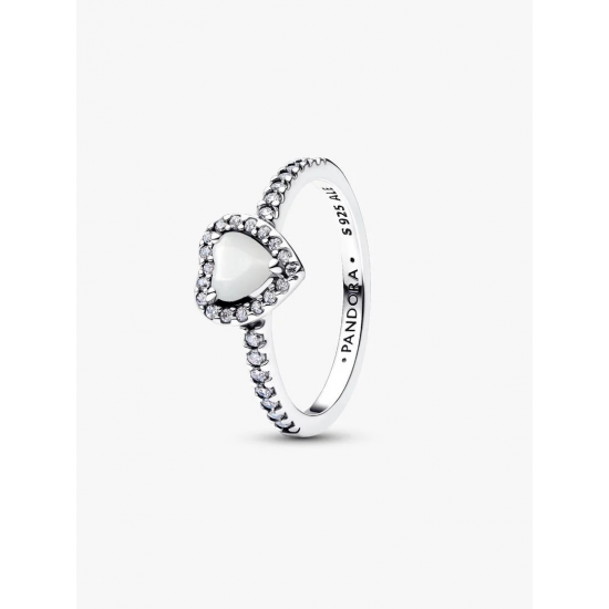 Pandora Verhoogd Wit Hartring maat 17.75 198421C11 - 58537