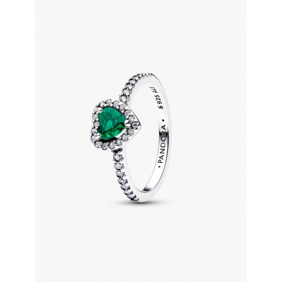 Pandora Verhoogd Koninklijk Groen Hartring maat 17.75 198421C07 - 58544