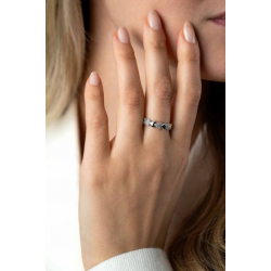 ZINZI zilveren ring met hartjes afwisselend bezet met witte zirconia's maat 58 ZIR1798Z - 58644