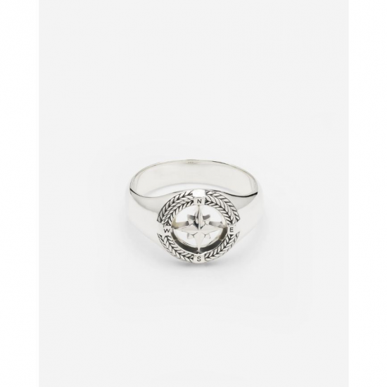 Buddha to Buddha Kompas Zegelring Zilver maat 18 - 58664