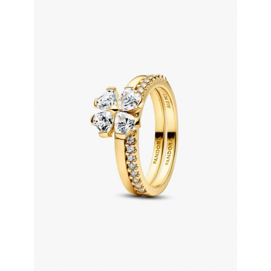 Pandora Sprankelende Klavertjevier Deelbare Ring maat 19 164507C01 - 58722