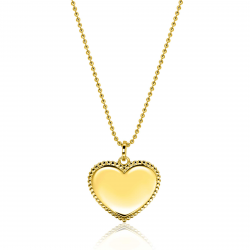23mm ZINZI gold plated zilveren hanger hart met parelrand voor gravure ZIH2654G (zonder collier) - 58805