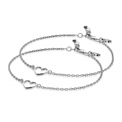 ZINZI set van 2 zilveren armbanden met open hartje - 58807