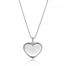 23mm ZINZI zilveren hanger hart met parelrand voor gravure ZIH2654 (zonder collier) - 58808
