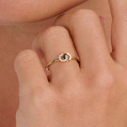 Blush Ring met twee rondjes met zirkonia en 14k goud maat 17 1/4 1282YZI/54 - 58935