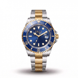 Vndx Amsterdam heren horloge LXRY. Zilver Goud Blauw MT14760-03 - 59046