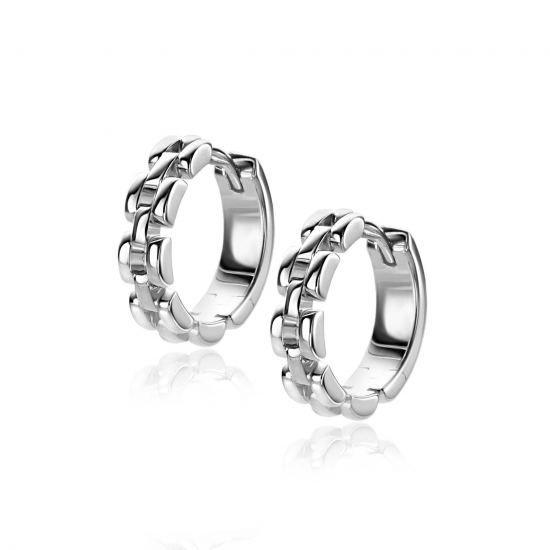 ZINZI zilveren oorringen met rolex-style schakels 4mm breed en luxe klapsluiting ZIO2556 - 59057