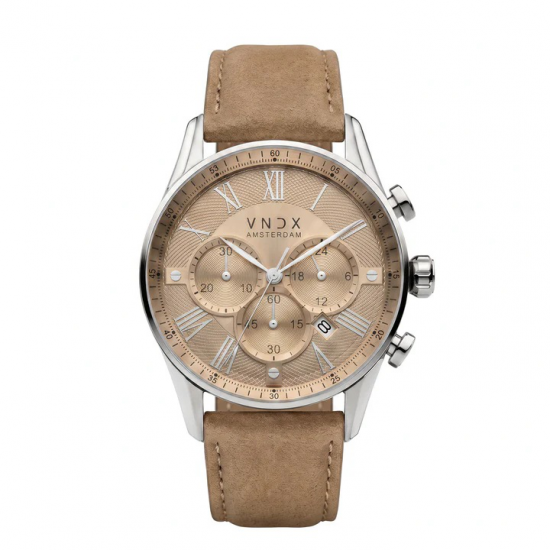 Vndx amsterdam heren horloge The Chief Beige Leder Khaki LS33056-05B - 59061