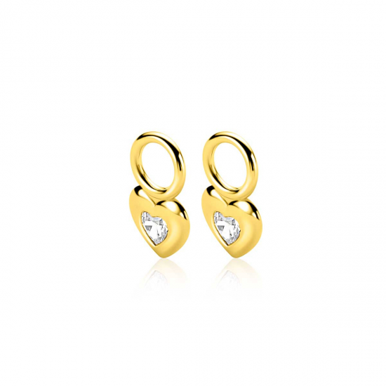 Zinzi gold plated zilveren oorbedels met een glad hartje - 59140