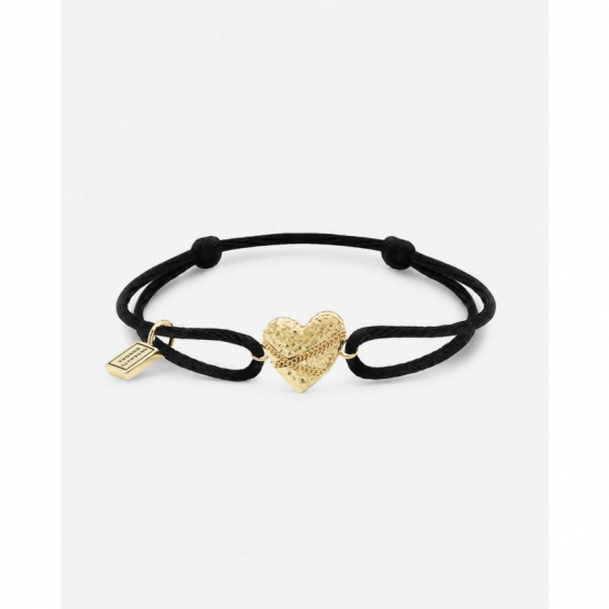Buddha to Buddha Koord Armband Hart Verguld Zwart one size 546BL-GV - 59237