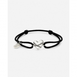 Buddha to Buddha Koord Armband Hart Zilver Zwart 546BL-one - 59244