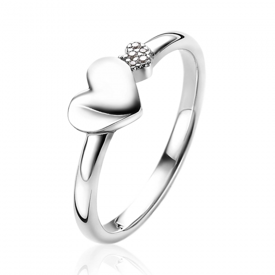 ZINZI zilveren ring hartjes glad en witte zirconia's ZIR2137 maat 56 - 59441
