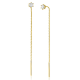 80mm ZINZI gold plated zilveren doortrek oorbellen met chatonzetting 5mm witte zirconia en sierlijk kettinkje ZIO2576Y - 59443