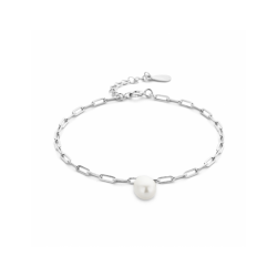 armband paperclip en parel 16 + 3 cm - 56511