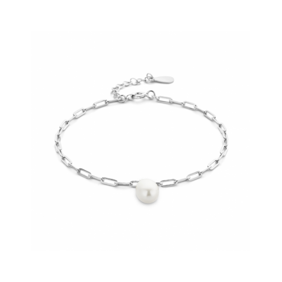 armband paperclip en parel 16 + 3 cm - 56511