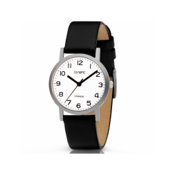 Olympic OL26DTL071 JOSH Horloge - Titaan - Leer - Zwart - Wit - 58447