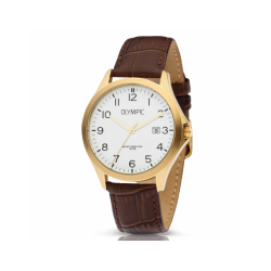 Olympic OL72HDL002 ROBIN - Horloge - Staal - Goudkleurig - Leer - 40mm - 57385