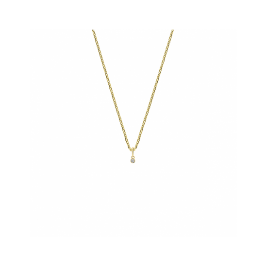Gouden collier hanger rond zirkonia 1,0 mm 41 + 4 cm - 56046