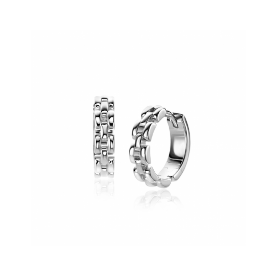 ZINZI zilveren oorringen met rolex-style schakels 4mm breed en luxe klapsluiting ZIO2556 - 59057