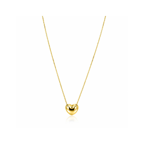ZINZI gold plated zilveren ketting met luxe groot hart (15mm) 40-45 cm ZIC2672G - 58210