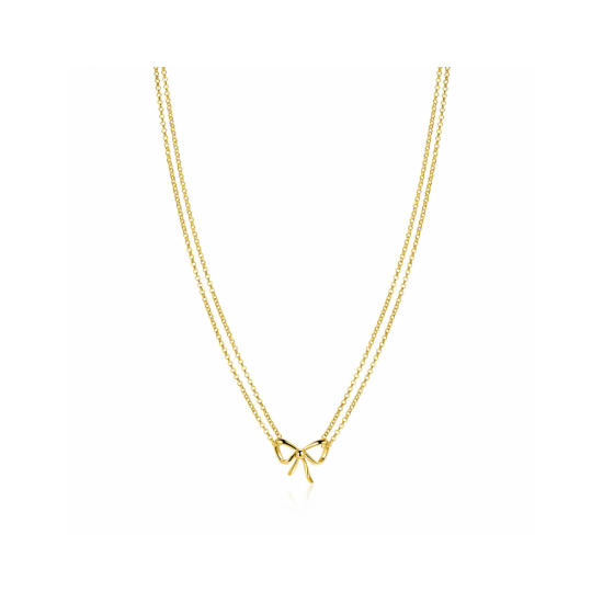 ZINZI gold plated zilveren multi-look ketting met sierlijke strik 40-43cm ZIC2677 - 57882