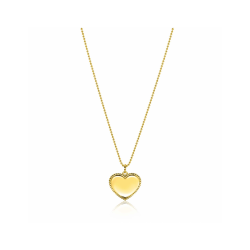 23mm ZINZI gold plated zilveren hanger hart met parelrand voor gravure ZIH2654G (zonder collier) - 58805