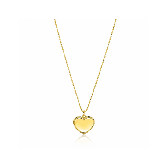 23mm ZINZI gold plated zilveren hanger hart met parelrand voor gravure ZIH2654G (zonder collier) - 58805