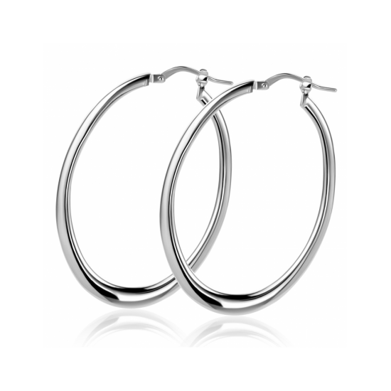 48mm ZINZI zilveren oorringen met organisch gevormde buis 2mm breed en handige bovensluiting ZIO2701 - 58311