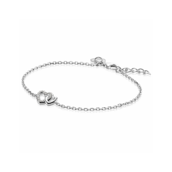 ZINZI zilveren armband met verbonden hartjes, witte zirkonia's 17-19cm  ZIA2493 - 58286