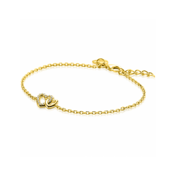 ZINZI gold plated zilveren armband met verbonden hartjes, witte zirkonia's 17-19cm ZIA2493Y - 57857