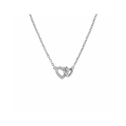 ZINZI zilveren ketting 42ƒ?"45cm met verbonden hartjes, witte zirkonia's ZIC2493 - 58289