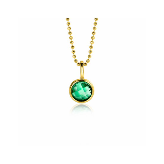 Zinzi  hanger 8mm gold plated  groen smaragd zirconia (zonder collier) - 59041