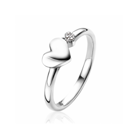 ZINZI zilveren ring hartjes glad en witte zirconia's ZIR2137 maat 56 - 59441
