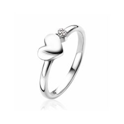 ZINZI zilveren ring hartjes glad en witte zirconia's ZIR2137 maat 56 - 59441