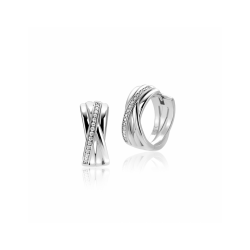 ZINZI zilveren cross-over oorringen met luxe scharniersluiting 7mm breed ZIO1790 - 59455