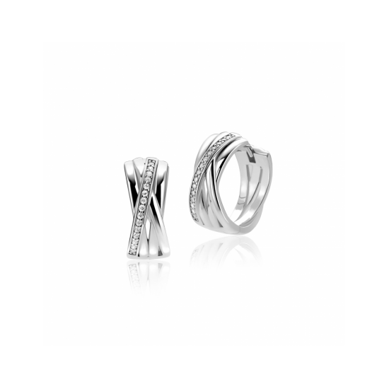 ZINZI zilveren cross-over oorringen met luxe scharniersluiting 7mm breed ZIO1790 - 59455