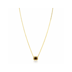 ZINZI goldplated zilveren ketting 45cm met achthoekige hanger bruine kleursteen ZIC2803 - 58411