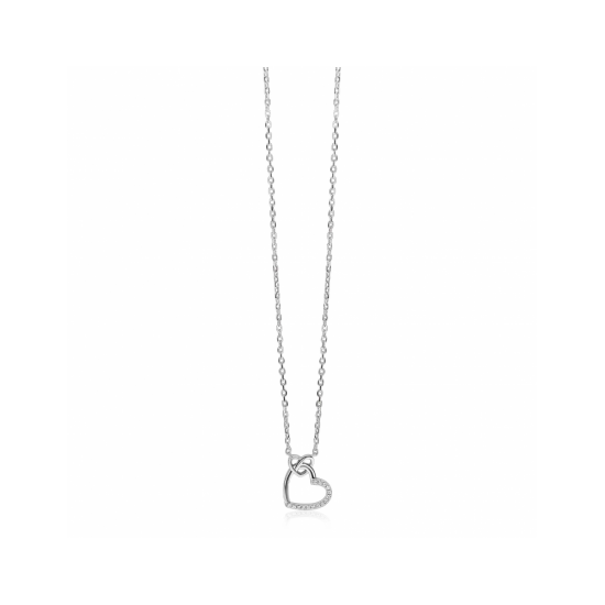 ZINZI zilveren ketting met twee sierlijke harten die met elkaar verbonden zijn, ook bezet met witte zirkonia's 42-45cm ZIC2874 - 59042