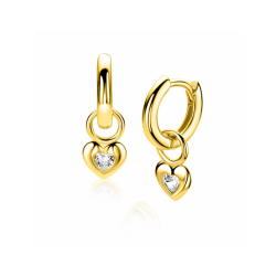 Zinzi gold plated zilveren oorbedels met een glad hartje - 59140