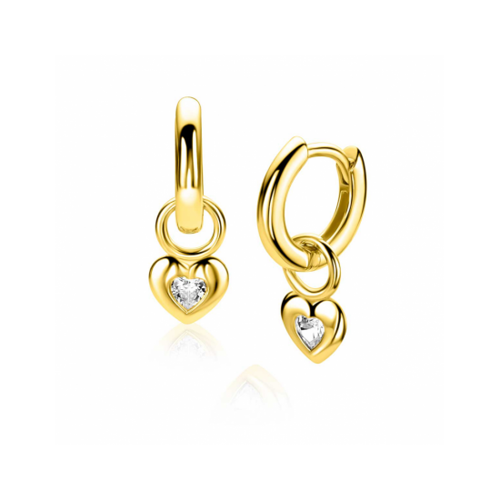 Zinzi gold plated zilveren oorbedels met een glad hartje - 59140
