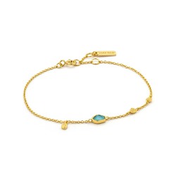 ANIA HAIE Zilver Goudkleur Turquoise Discs Bracelet 16,5 – 18.5cm - 46044