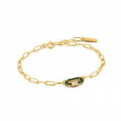 ANIA HAIE Forest Green Enamel Carabiner Gold Bracelet MAAT 18,5cm - 48196
